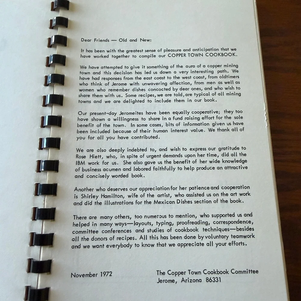 The Copper Town Cook Book Jerome Arizona Frank M Hamilton Art Vintage 1972